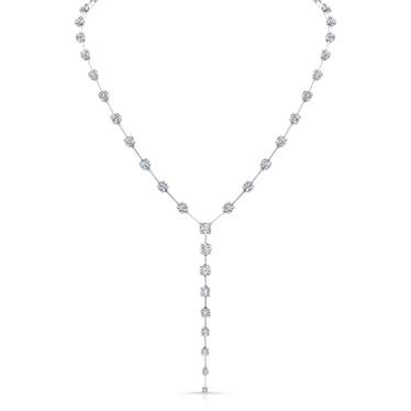18K Diamond Bar Y Necklace